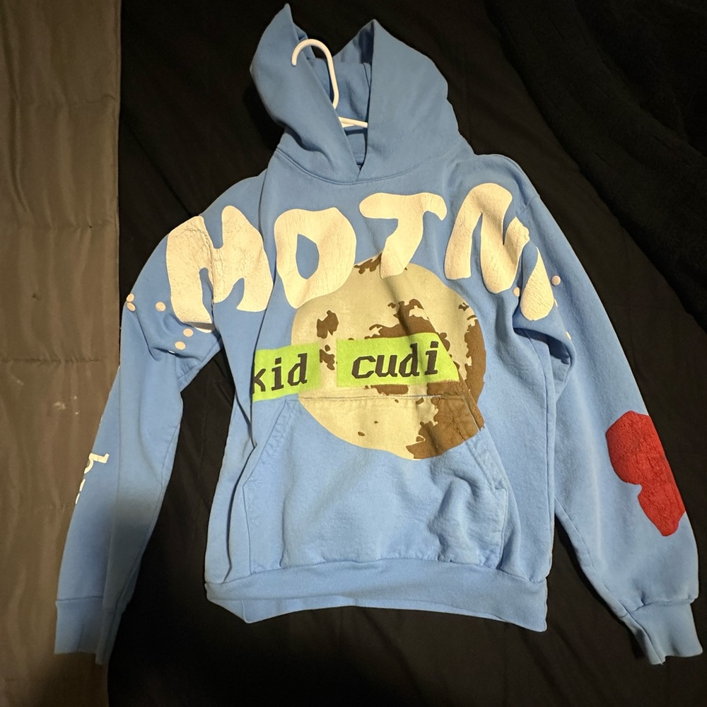 kid cudi man on the moon blue hoodie